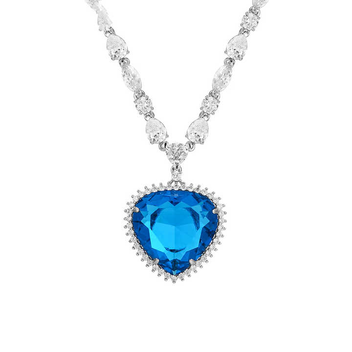 A00915422 xuping Jewelry Luxury Sapphire Necklace Heart of the Ocean Diamond Ancient Simple Fashion Luxury Necklace