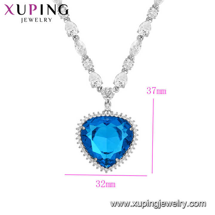 A00915422 xuping Jewelry Luxury Sapphire Necklace Heart of the Ocean Diamond Ancient Simple Fashion Luxury Necklace
