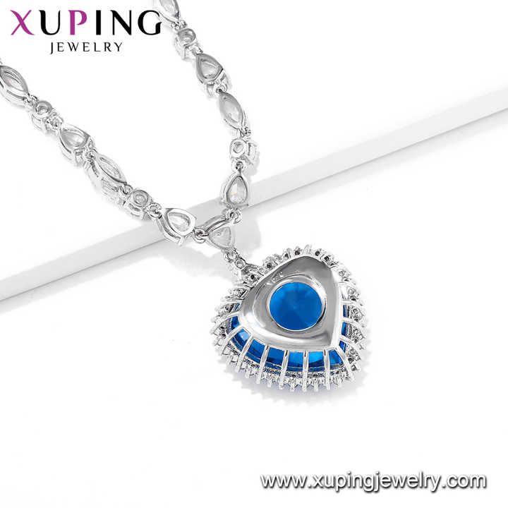 A00915422 xuping Jewelry Luxury Sapphire Necklace Heart of the Ocean Diamond Ancient Simple Fashion Luxury Necklace