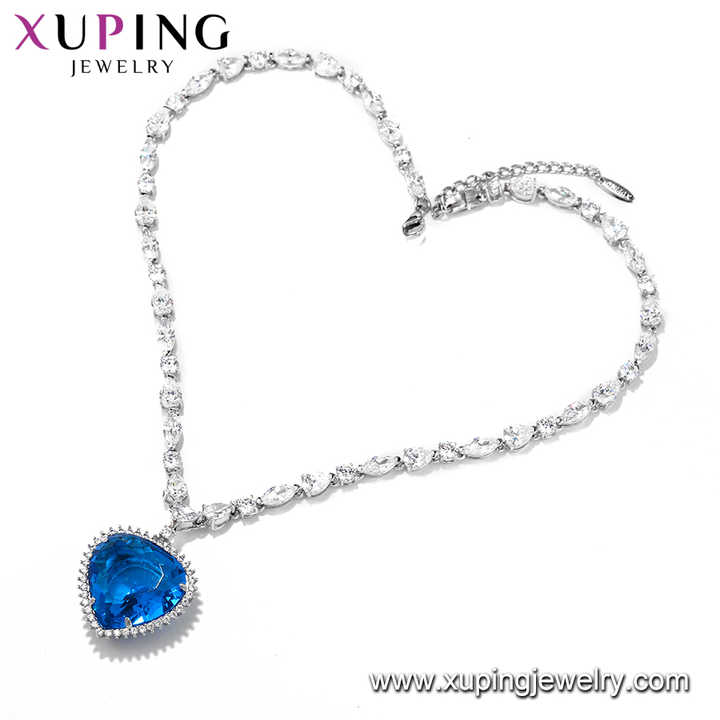 A00915422 xuping Jewelry Luxury Sapphire Necklace Heart of the Ocean Diamond Ancient Simple Fashion Luxury Necklace
