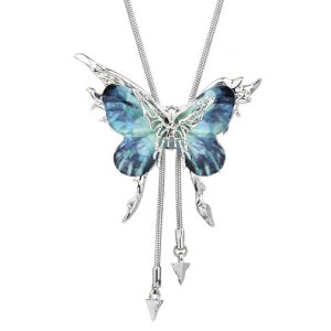 Trendy Titanium Steel Sweater Collarbone Chain with Replaceable Butterfly Slide Pendant