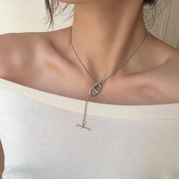 High Quality Popular 18K Gold Stainless Steel Necklace OT Buckle Pendant Necklace Gold Pig Nose Necklace for Women