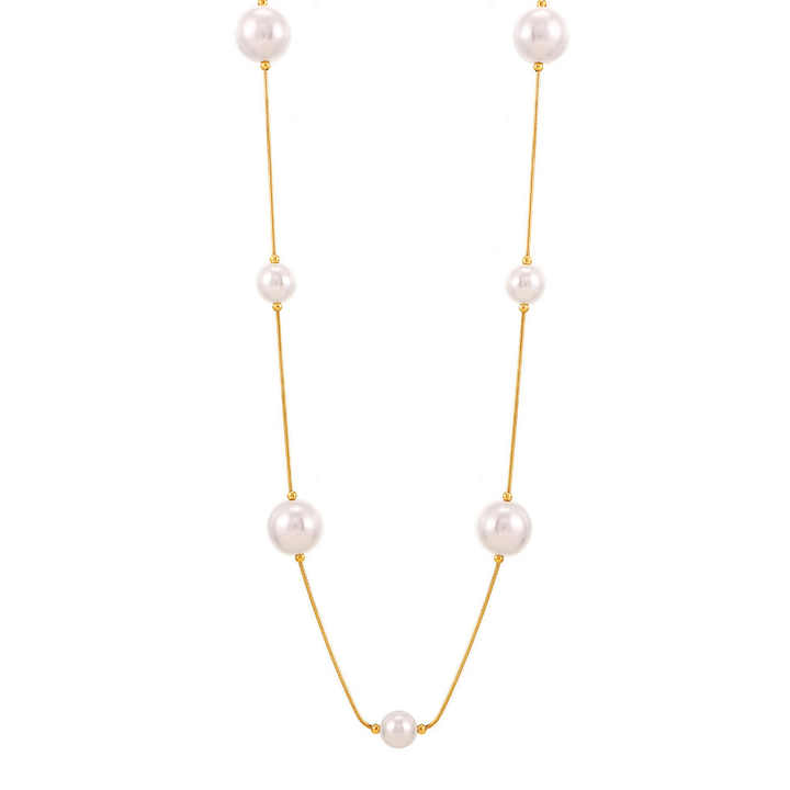 New Fashion Sweater Chain Shell Beads Sweater Chain Stainless Steel PVD Plating Long Stacking Necklace for Women