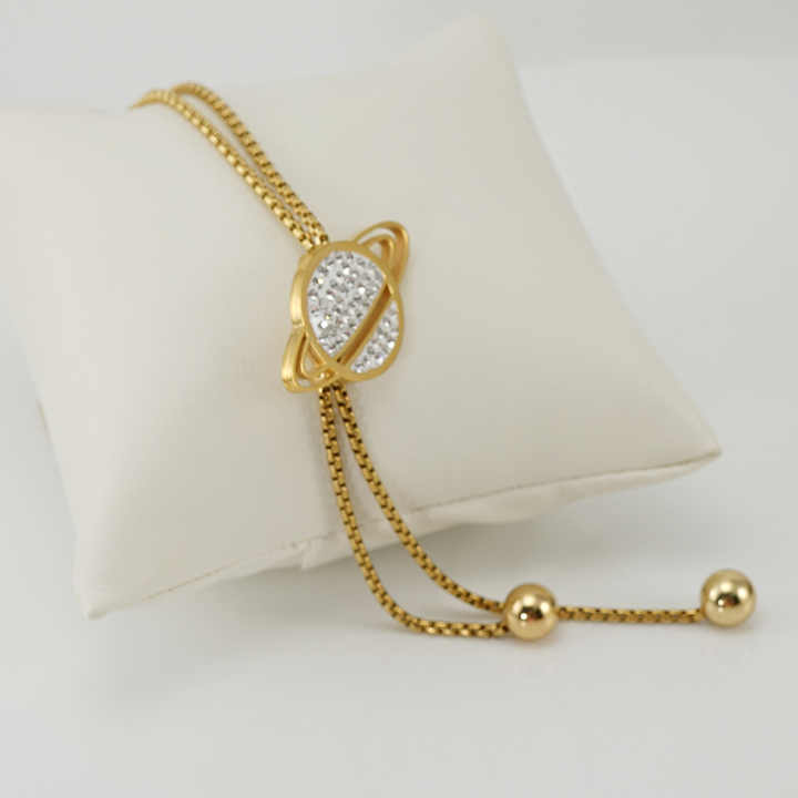 Stainless Steel 18k Gold Pvd Plated Long Sweater Chain Inlaid Diamond Star Moon Planet Necklace for Women