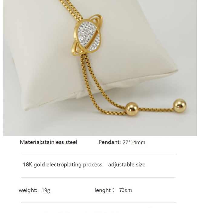 Stainless Steel 18k Gold Pvd Plated Long Sweater Chain Inlaid Diamond Star Moon Planet Necklace for Women