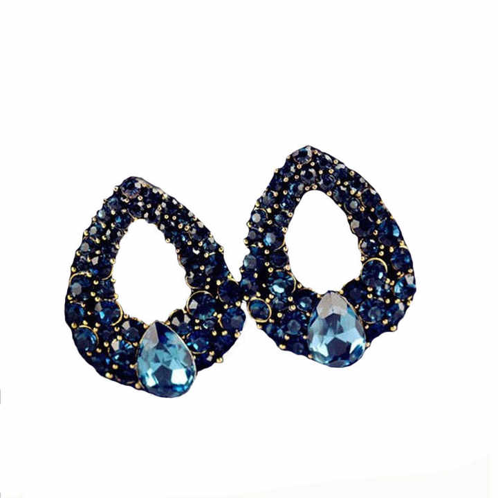 Fashion New Woman Earing Blue Zircon Stud Earrings for Women Wedding Jewelry Earings Hand Made Fashion Earrings