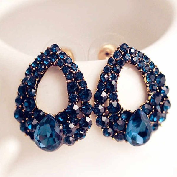 Fashion New Woman Earing Blue Zircon Stud Earrings for Women Wedding Jewelry Earings Hand Made Fashion Earrings