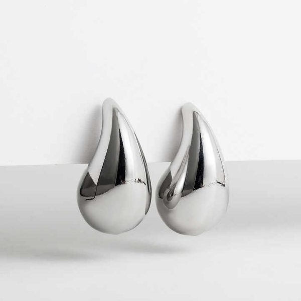 INS Wind Senior Sense Women's Stainless Steel Hollow Earrings with 18K Real Gold Plating Water Drop Tempered for Gift