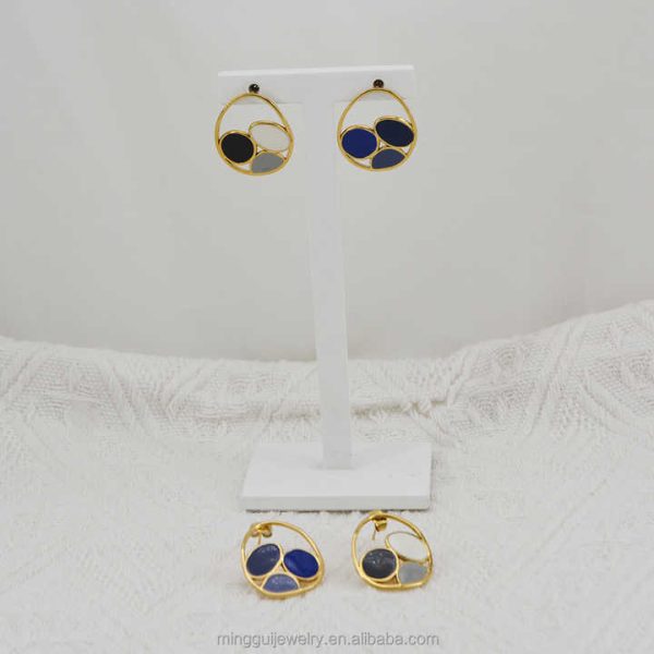 Stainless Steel 14k Gold Plated Oil Dri Earrings Women Style Fashion Jewelry Stud Earrings