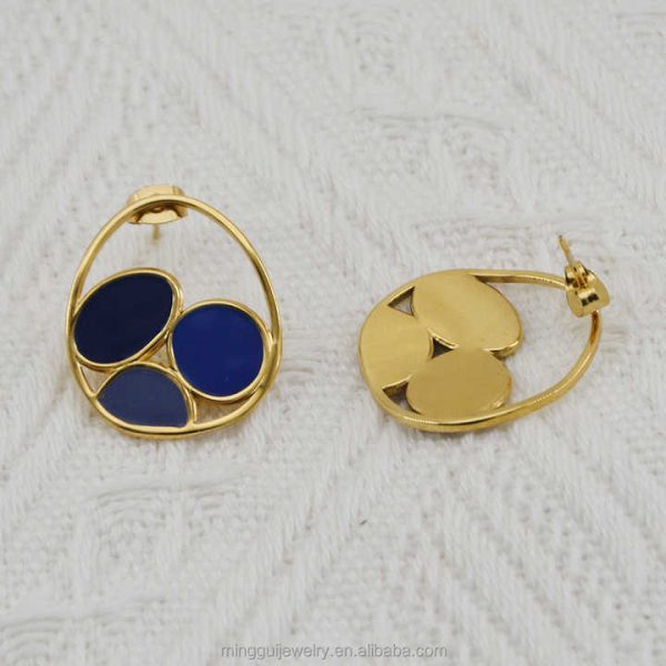 Stainless Steel 14k Gold Plated Oil Dri Earrings Women Style Fashion Jewelry Stud Earrings