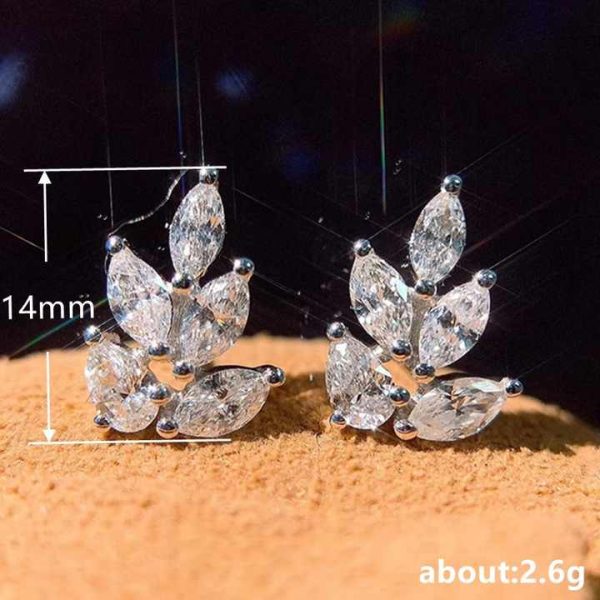 Huitan Wholesale Price Trendy Fashion Diamond Cubic Zirconia Customized Wedding Jewelry Leaf Earrings Stud Earrings for Women