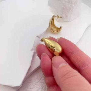 Classic 18K Gold Plated Stainless Steel Stud Earrings for Women – Oval Hypoallergenic Fashion Jewelry
