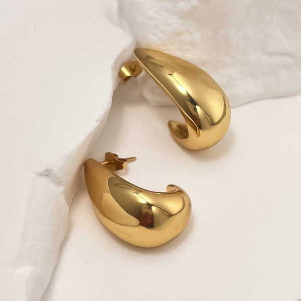 Customized Low MOQ OEM ODM in Stock Wholesale Classic Gold-Plated Stainless Steel Stud Earrings Women Stylish Fashion Jewelry