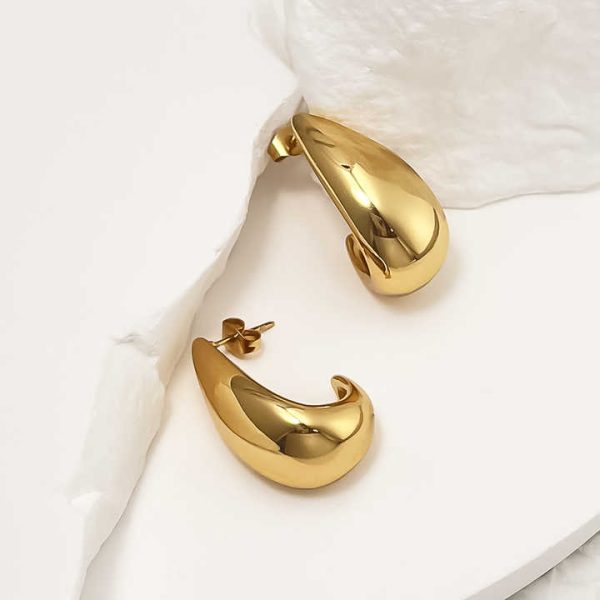 Customized Low MOQ OEM ODM in Stock Wholesale Classic Gold-Plated Stainless Steel Stud Earrings Women Stylish Fashion Jewelry