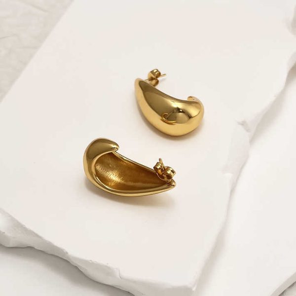 Customized Low MOQ OEM ODM in Stock Wholesale Classic Gold-Plated Stainless Steel Stud Earrings Women Stylish Fashion Jewelry