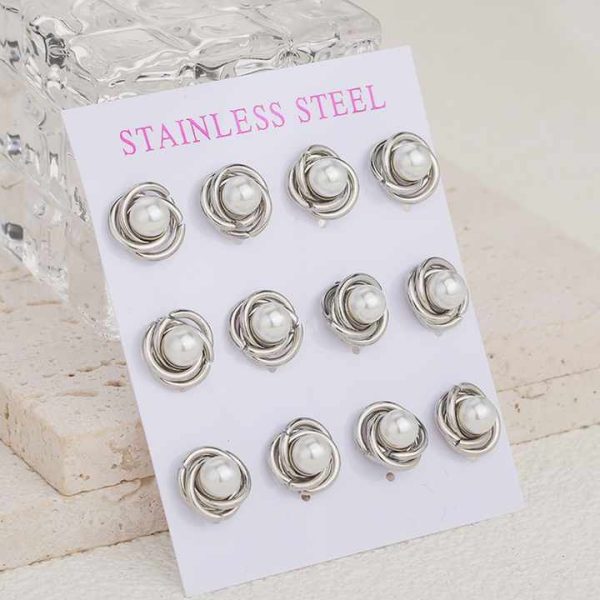 Fashion Round Natural White Pearl Ear Stud Earring 18K Gold Plating PVD Stainless Steel Stud Earring Fine Jewelry Gift Women