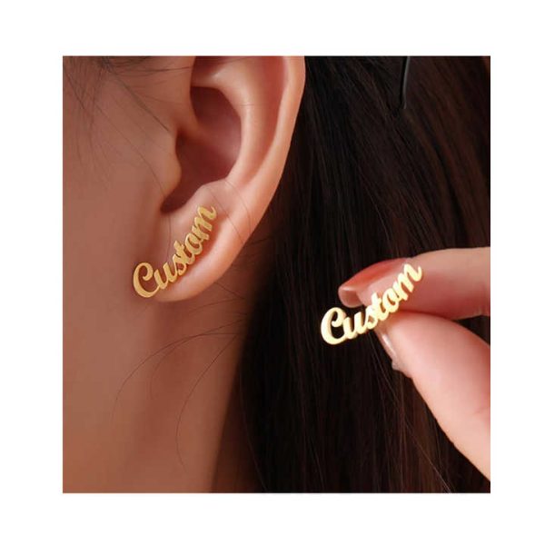 Custom Simple Metal English Letters Earings Fashion Name Stud Earrings for Women Girl