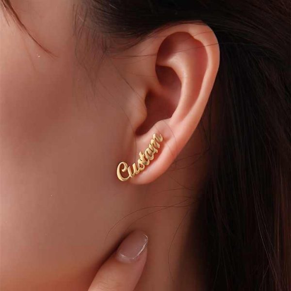 Custom Simple Metal English Letters Earings Fashion Name Stud Earrings for Women Girl