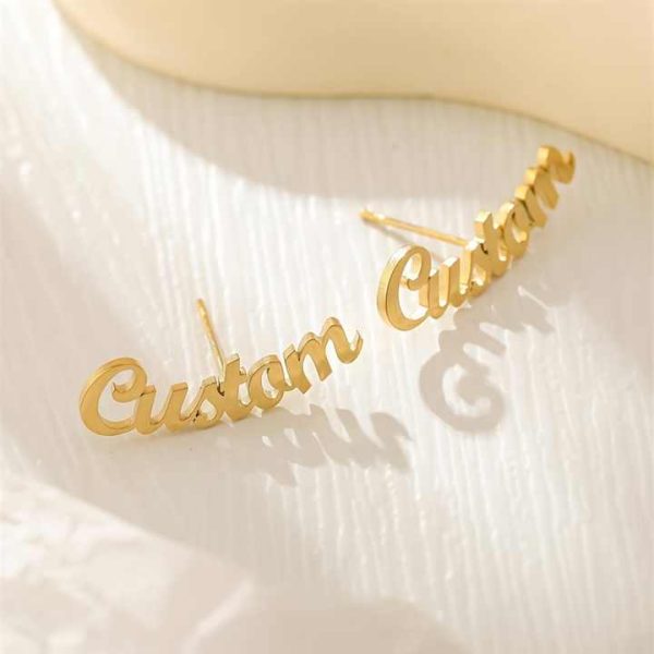 Custom Simple Metal English Letters Earings Fashion Name Stud Earrings for Women Girl