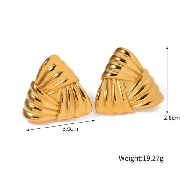 Trendy 18K PVD Gold Plated Waterproof Fashion Charm High Quality Women Jewelry Geometric Texture Stainless Steel Earrings Studs