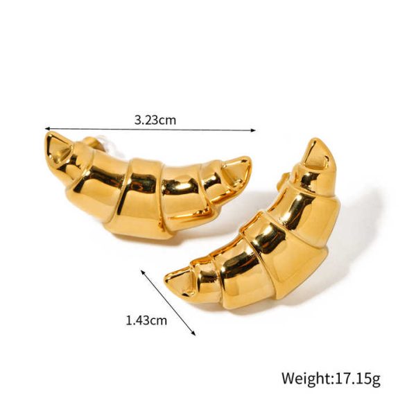 Trendy 18K PVD Gold Plated Waterproof Fashion Charm High Quality Women Jewelry Geometric Texture Stainless Steel Earrings Studs