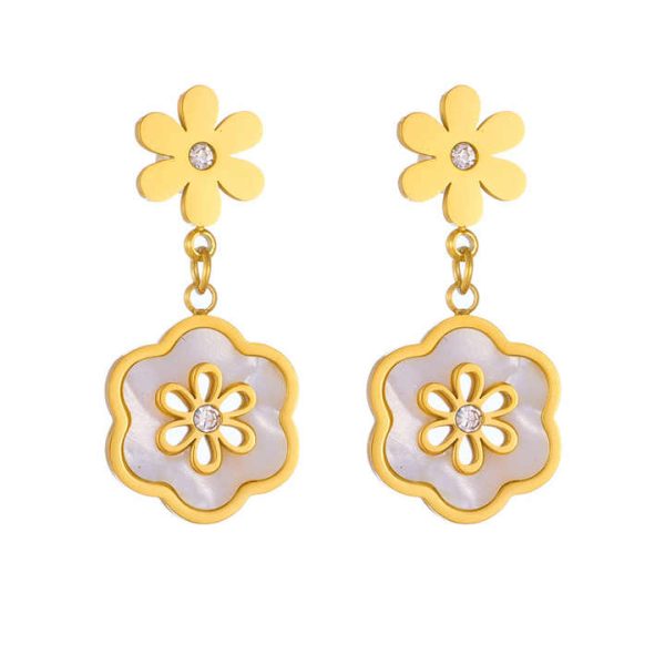 2024 New Fashion Stainless Steel Stud Earrings Drop Oil Color Floral 18k Gold Plated Earrings for Women Accessories