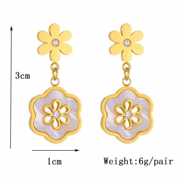 2024 New Fashion Stainless Steel Stud Earrings Drop Oil Color Floral 18k Gold Plated Earrings for Women Accessories