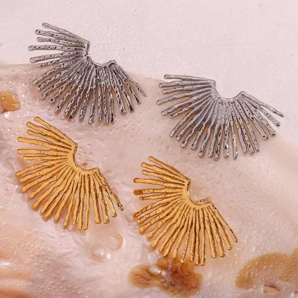 Exaggerated Funky Style Minimalist Stud Earrings for Women Gold Plated Jewelry Stainless Steel
