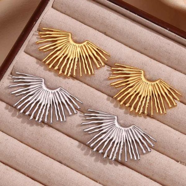 Exaggerated Funky Style Minimalist Stud Earrings for Women Gold Plated Jewelry Stainless Steel