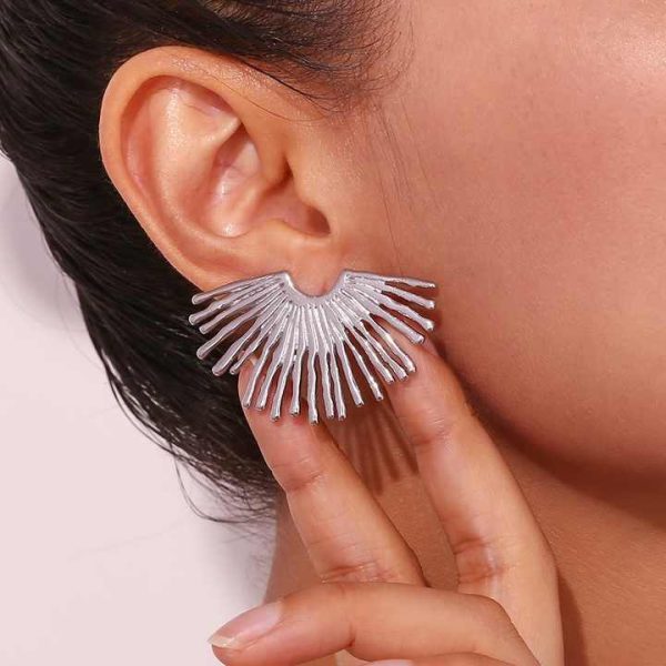 Exaggerated Funky Style Minimalist Stud Earrings for Women Gold Plated Jewelry Stainless Steel