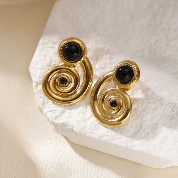 Wholesale Summer Trendy Latest Hypoallergenic Ocean Series Stainless Steel 18K Gold Plated Conch Stud Earrings for Women Party