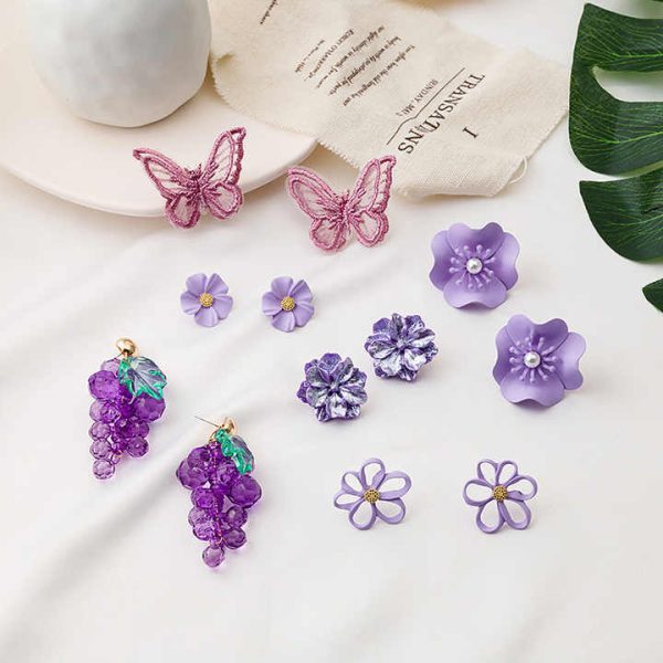 Wholesale Ins Style Stud Earrings Fashion Peach Flower Korean Earrings for Women