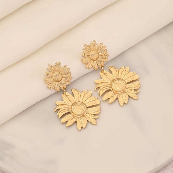 Fashion Jewelry Stainless Steel Studs Earrings Daisy Sunflower Earrings Large Flower Earrings for Women