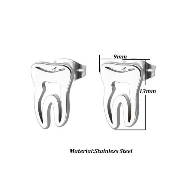 Personalized Stainless Steel Gold Teeth Stud Exaggerated Hipster Men Fashion All-Match Male Stud Earrings