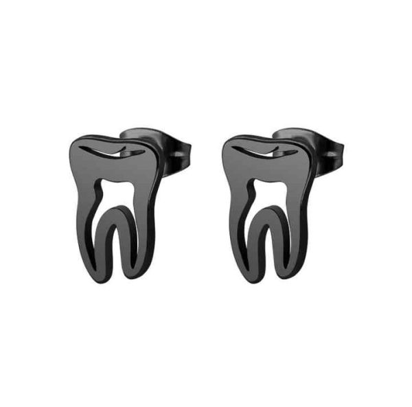Personalized Stainless Steel Gold Teeth Stud Exaggerated Hipster Men Fashion All-Match Male Stud Earrings