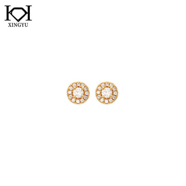 Simple Big Round Zircon Design Earrings Stud Earrings