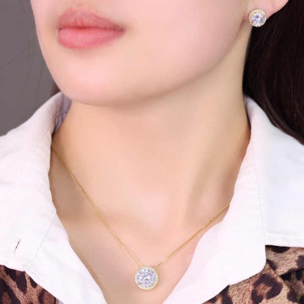 Simple Big Round Zircon Design Earrings Stud Earrings