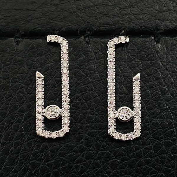 Kendall Jenner-Style Rose Gold Paper Clip Earrings Fashionable Stud Design Zircon Brass for Lady's Personality Perfect Gift