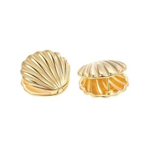 Trendy Geometric Stud Earrings for Women Silver Gold Plated Shell Metal Jewelry Gift