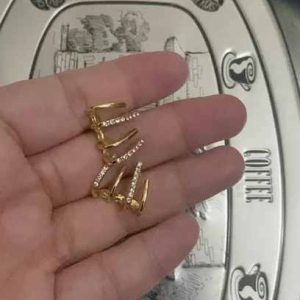 Trendy Geometric Stud Earrings for Women, Alloy Crystal Rhinestone Fashion Jewelry