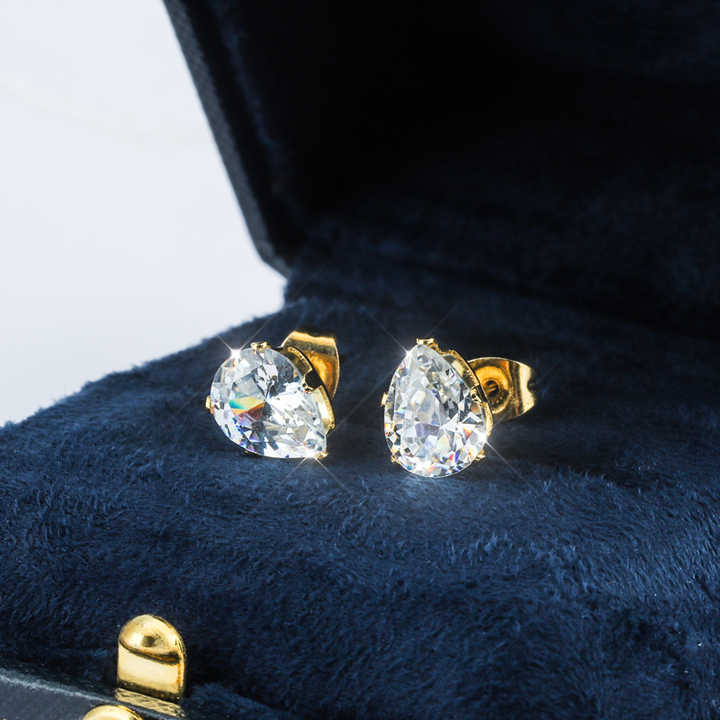 Wholesale Cute Gold-Plated Bow Stud Earrings Fashion Jewelry for Girls with Opal and Zirconia Stainless Steel Main Material