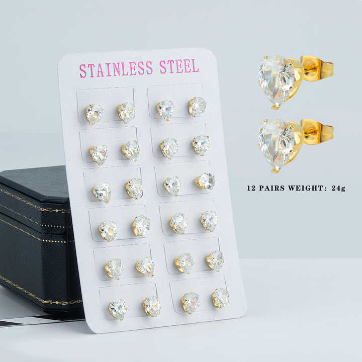 Wholesale Cute Gold-Plated Bow Stud Earrings Fashion Jewelry for Girls with Opal and Zirconia Stainless Steel Main Material