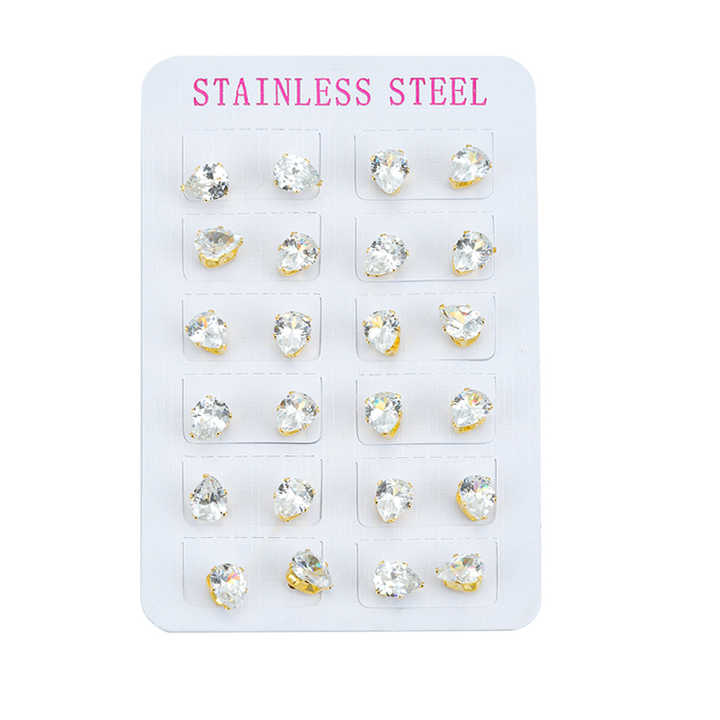 Wholesale Cute Gold-Plated Bow Stud Earrings Fashion Jewelry for Girls with Opal and Zirconia Stainless Steel Main Material