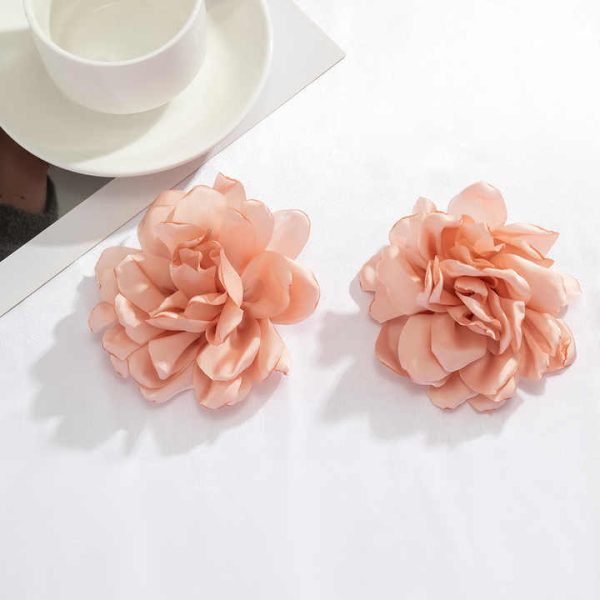Fashion Personality Handmade Silk Fabric Flower Earrings Bohemian Studs for Women & Girls Wedding Jewelry Gifts Fine Accessories