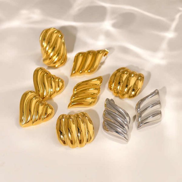 Fashion High-End Stainless Steel Stud Earrings Lightweight Luxury Geometric Shape Trendy Accessories for Women