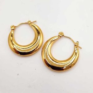 Women's Trendy Vintage Stainless Steel Hollow Geometric Stud Earrings 18K Gold Plated Waterproof Non-Tarnish