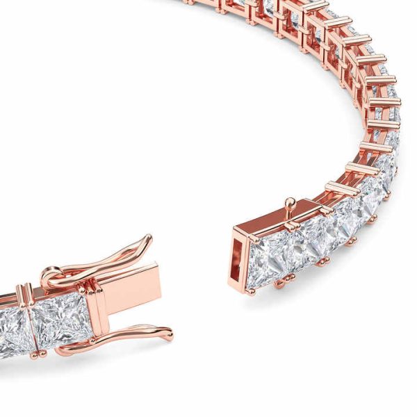 18K 14K 9K Gold Princess Cutting Customization CVD HPHT Shiny Lab Grown Diamond Fashion Tennis Bracelet for Women