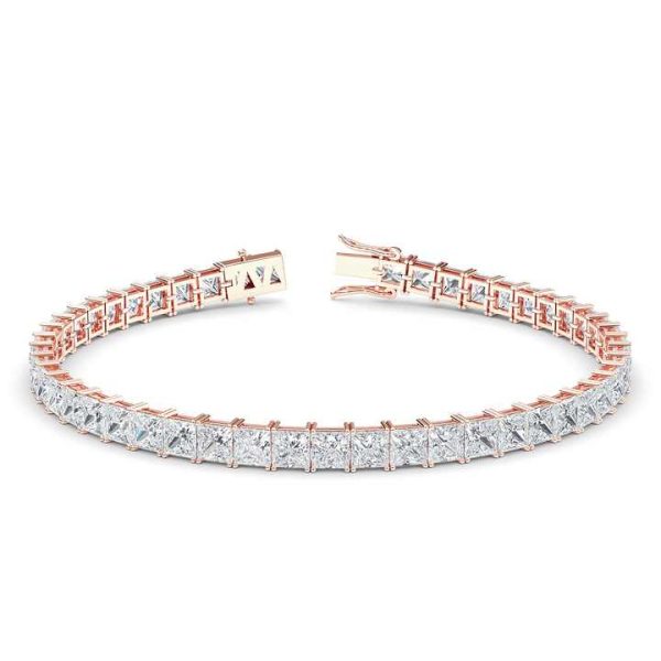 18K 14K 9K Gold Princess Cutting Customization CVD HPHT Shiny Lab Grown Diamond Fashion Tennis Bracelet for Women