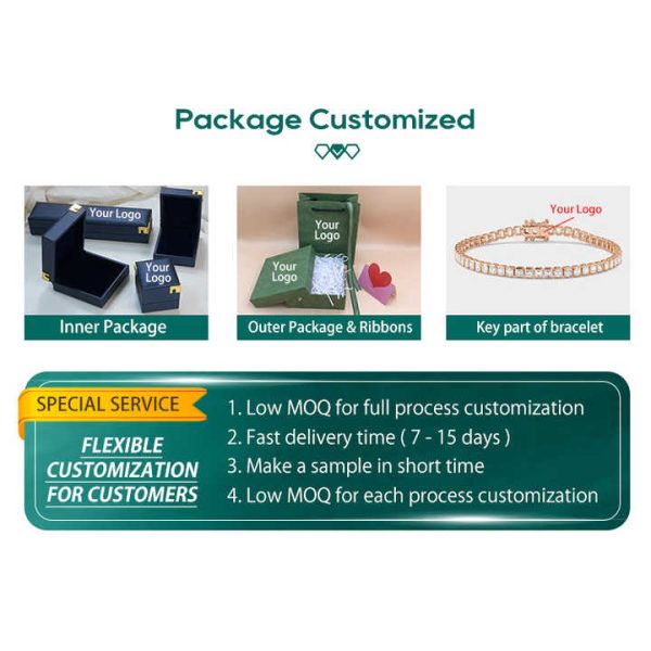 18K 14K 9K Gold Princess Cutting Customization CVD HPHT Shiny Lab Grown Diamond Fashion Tennis Bracelet for Women