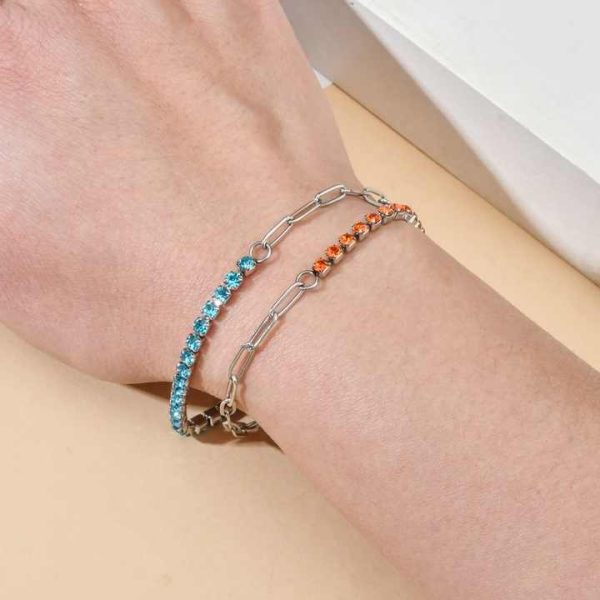 Dainty Zircon Bracelet Crystal Stone Round Cut Zircon Half Tennis Bracelet